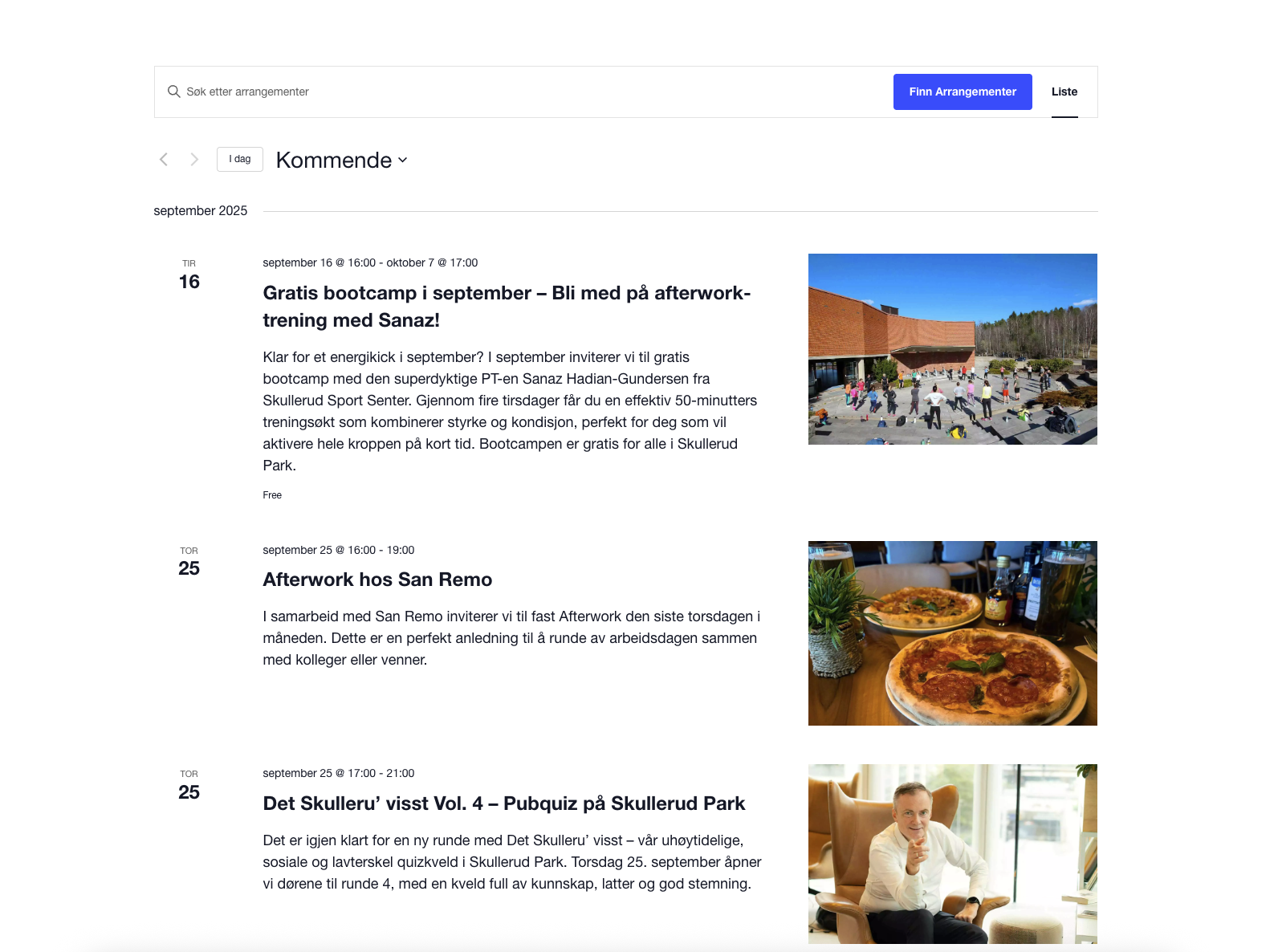 Nyhet: Nå finner du alle arrangementene samlet på Skullerudpark.no