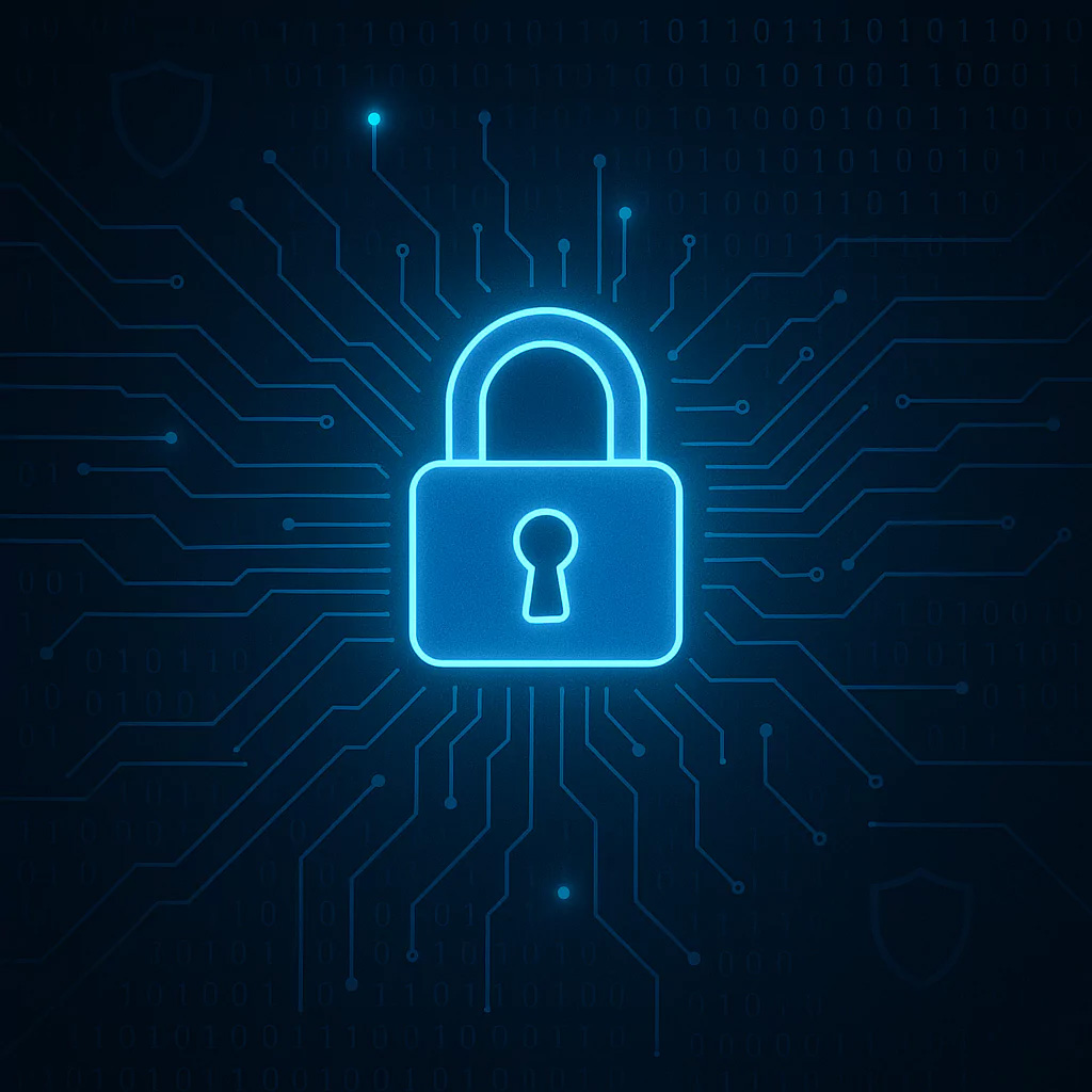 illustrasjon av en blå lysende hengelås